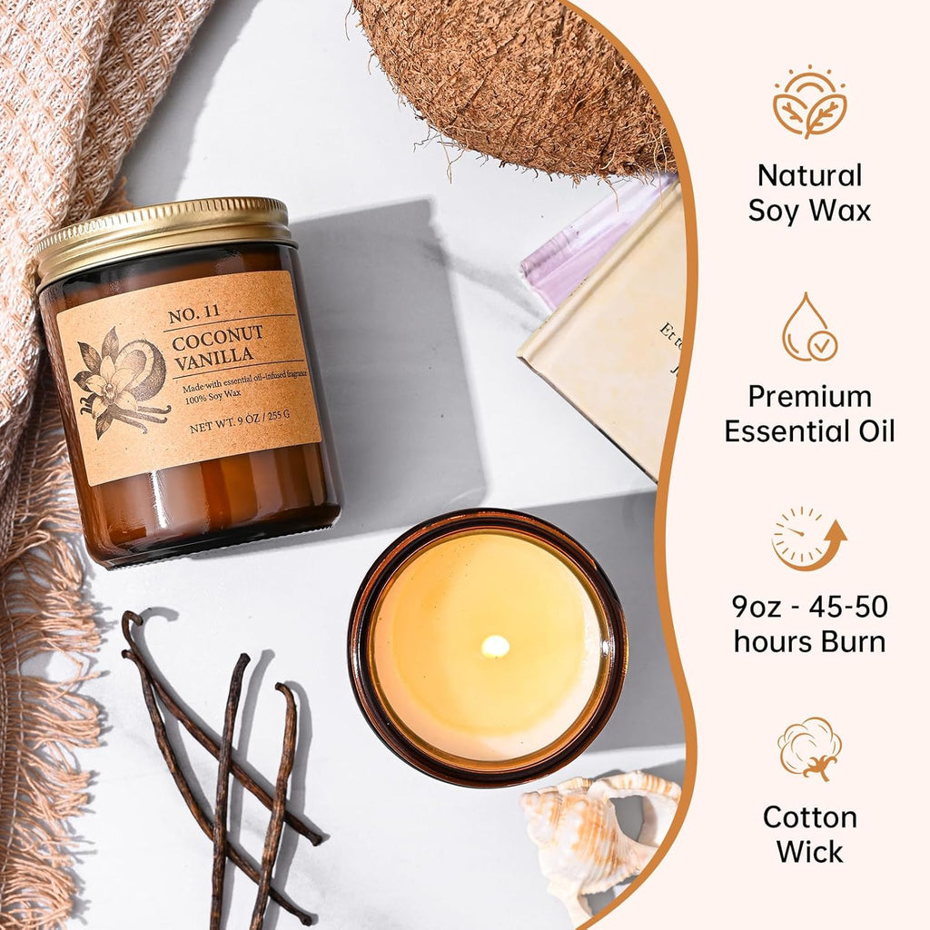 Luxury Soy Scented Candle Gift Set – 4-Piece Aromatherapy Collection (9 oz Each)