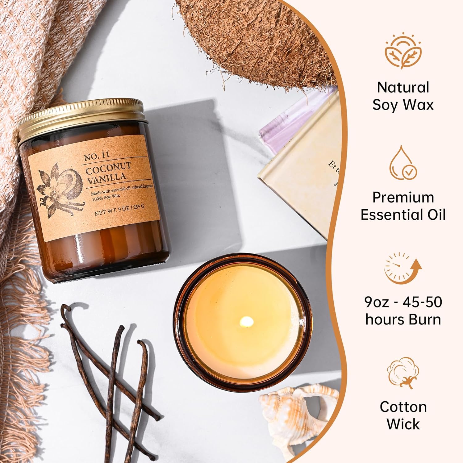 Luxury Soy Scented Candle Gift Set – 4-Piece Aromatherapy Collection (9 oz Each)