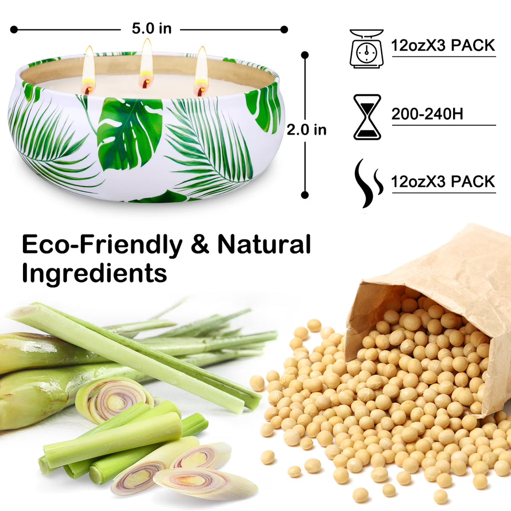 Citronella Outdoor Candles – 3 Pack