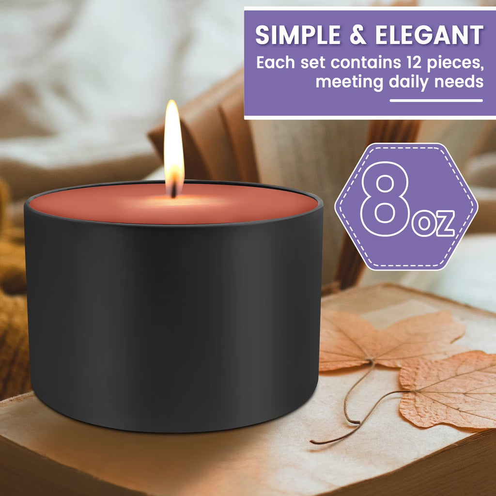 Candle Tins with Wood Grain Lids – 12 Pack