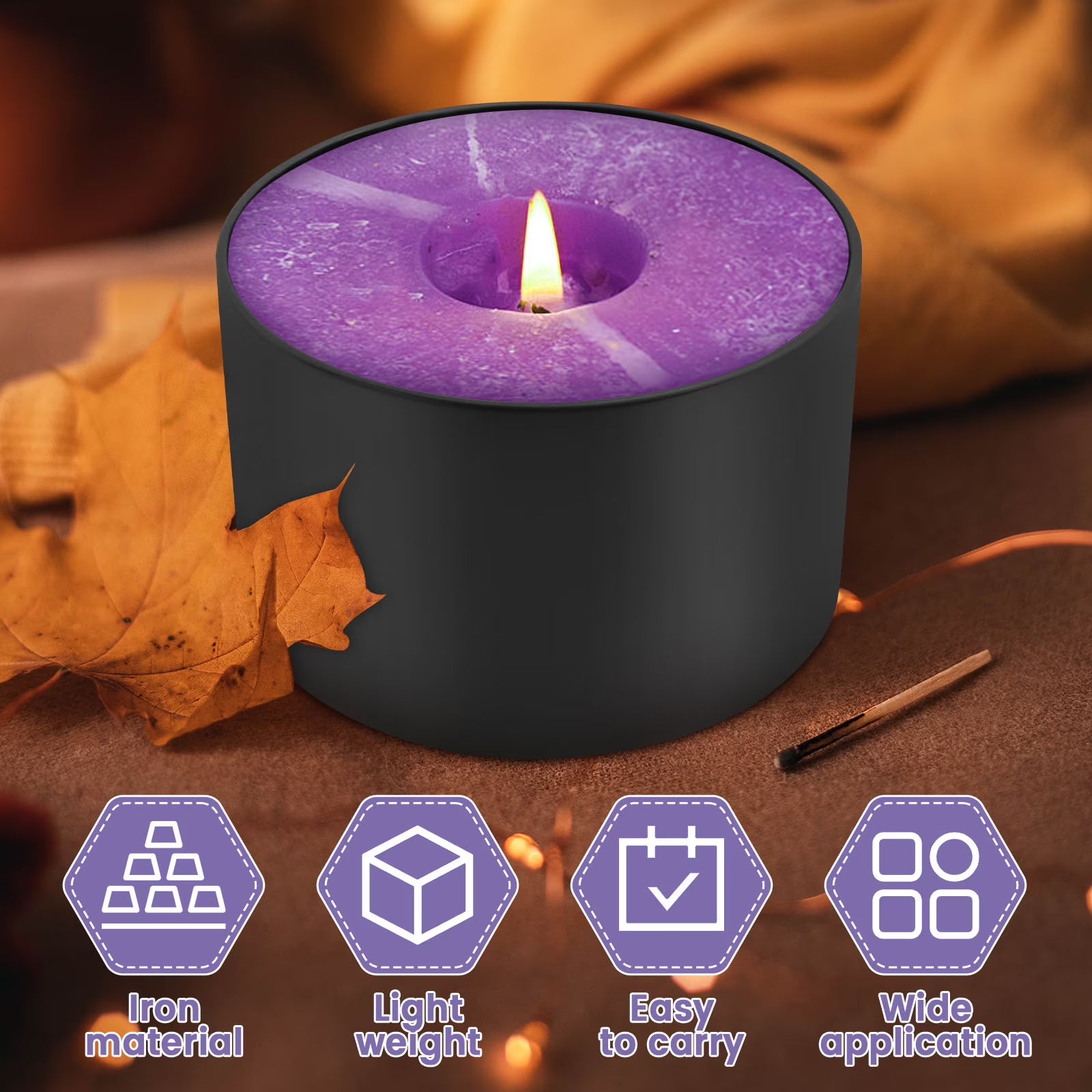 Candle Tins with Wood Grain Lids – 12 Pack