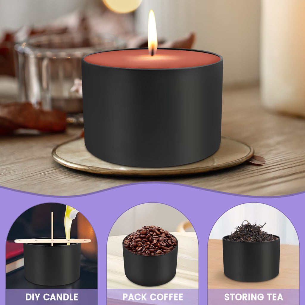 Candle Tins with Wood Grain Lids – 12 Pack