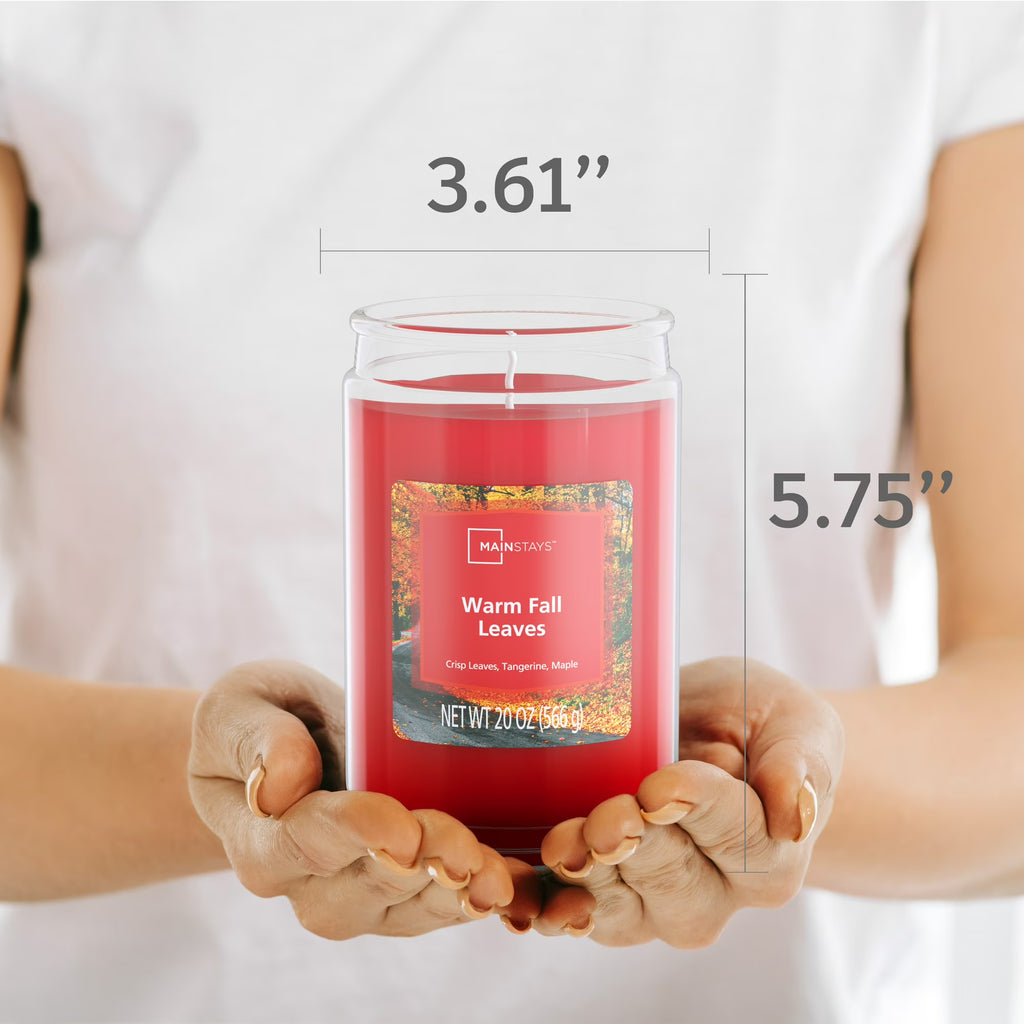Warm Fall Leaves Single-Wick Glass Jar Candle – 20 oz