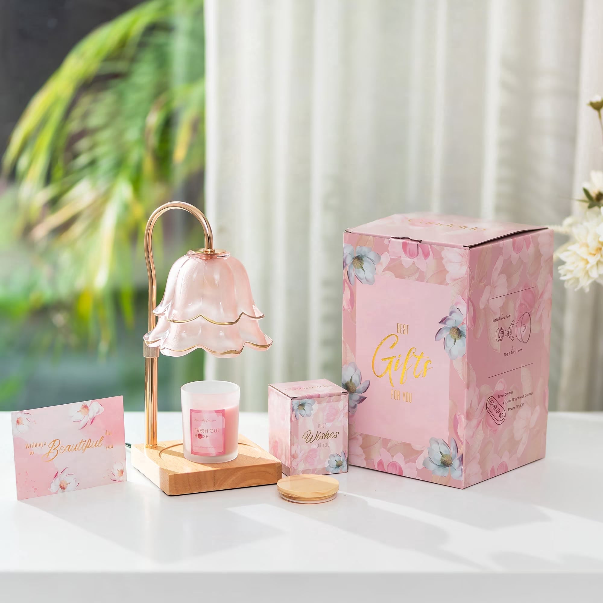 Floral Candle Warmer Lamp Gift Set