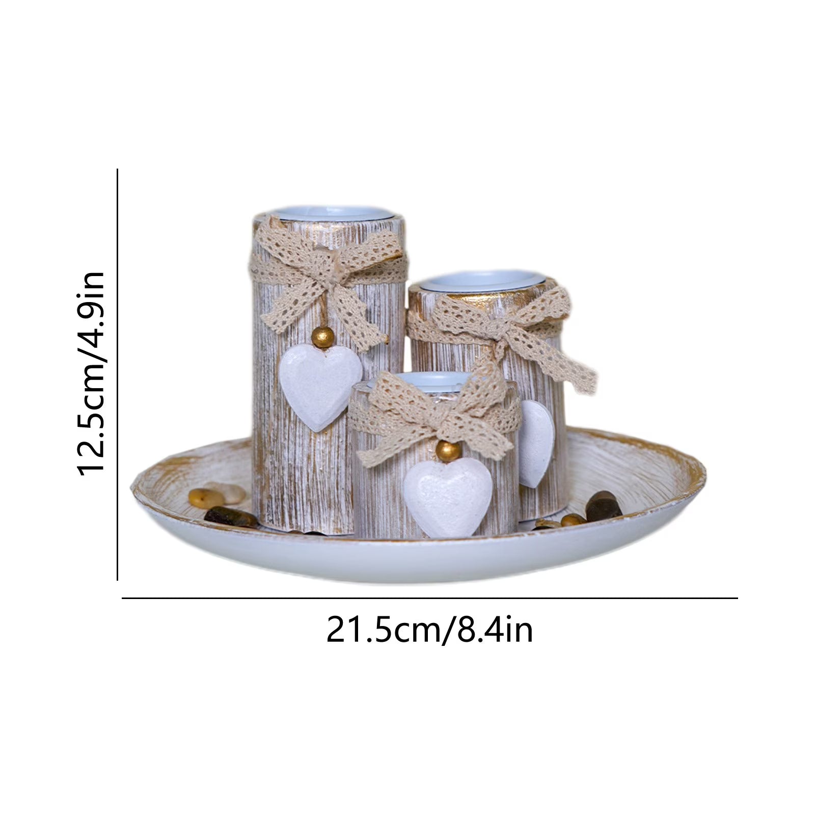 Farmhouse Wooden Candle Holder Set – 3 Pieces