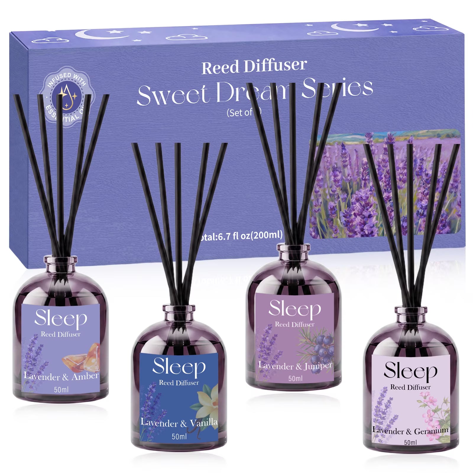 Lavender Reed Diffuser Set – 4 Pack