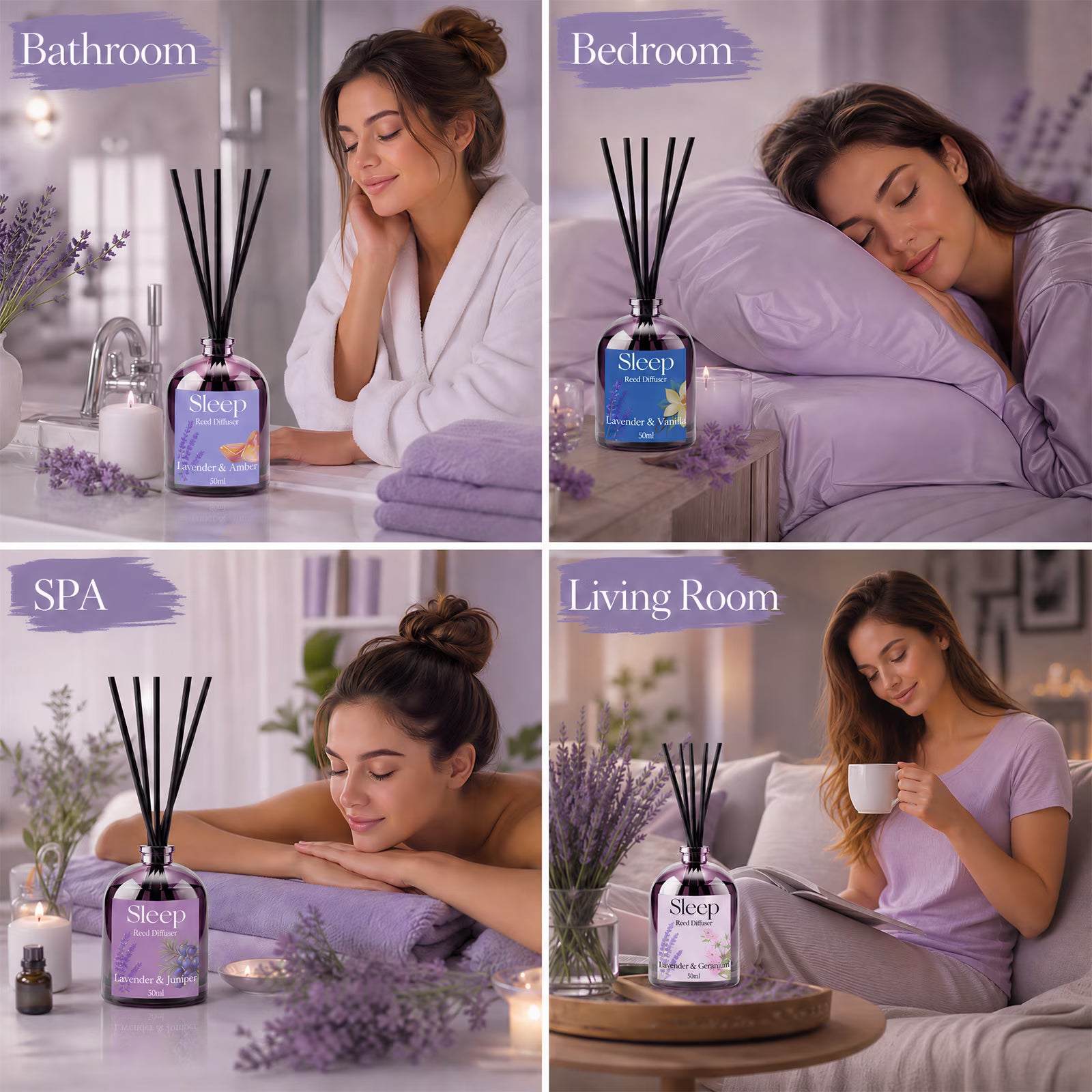 Lavender Reed Diffuser Set – 4 Pack