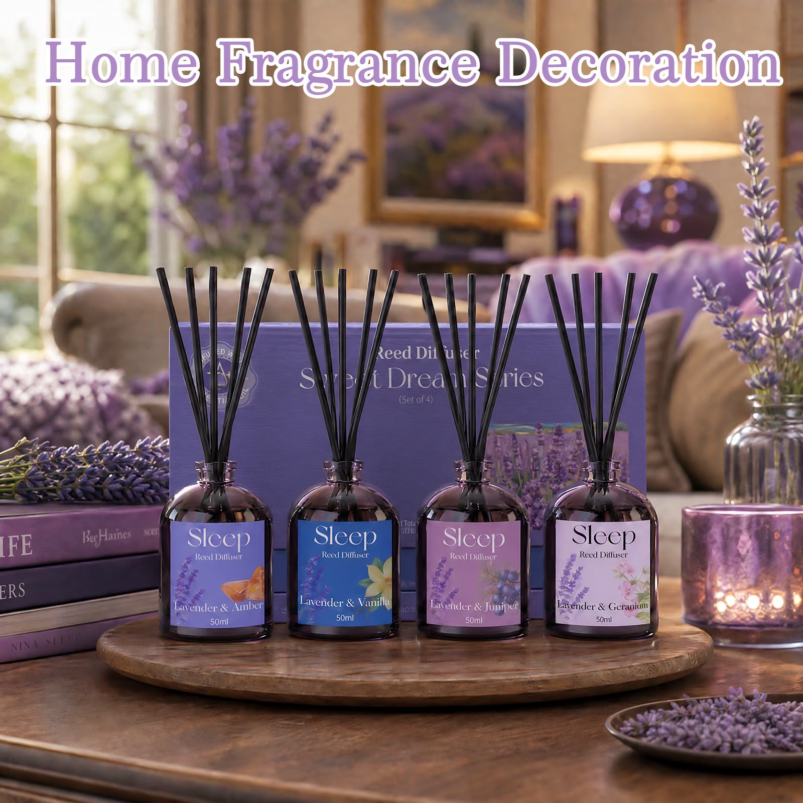 Lavender Reed Diffuser Set – 4 Pack